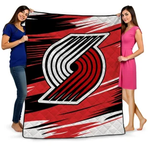 portland trail blazers wild lines red white quilt blanket best selling