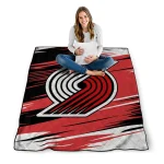 portland trail blazers wild lines red white quilt blanket best selling