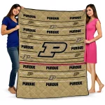 purdue boilermakers handdrawn stripes gold quilt blanket best selling