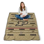 purdue boilermakers handdrawn stripes gold quilt blanket best selling
