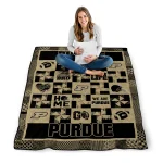 purdue boilermakers helmet heart gold quilt blanket best selling