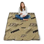 purdue boilermakers sketch lines gold quilt blanket best selling