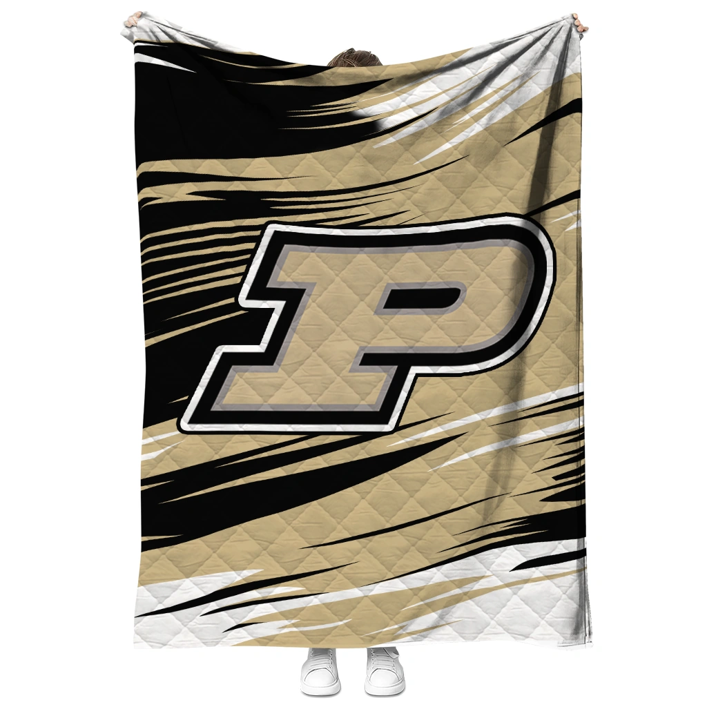 purdue boilermakers wild lines gold white quilt blanket fashion forward