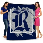 rice owls block border navy blue quilt blanket best selling