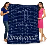 rice owls brick grid navy blue quilt blanket best selling