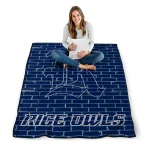 rice owls brick grid navy blue quilt blanket best selling