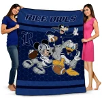 rice owls disney football navy blue quilt blanket best selling
