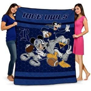 rice owls disney football navy blue quilt blanket best selling