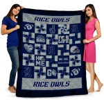 rice owls helmet heart navy blue quilt blanket best selling