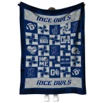 rice owls helmet heart navy blue quilt blanket best selling