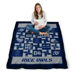 rice owls helmet heart navy blue quilt blanket best selling