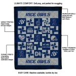 rice owls helmet heart navy blue quilt blanket best selling