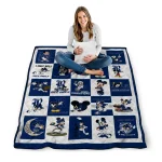 rice owls mickey mouse motif navy blue white quilt blanket best selling