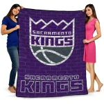 sacramento kings brick grid purple quilt blanket best selling