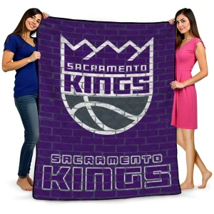 sacramento kings brick grid purple quilt blanket best selling