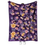 sacramento kings hibiscus foliage purple quilt blanket best selling