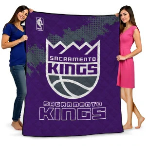 sacramento kings nba grunge purple quilt blanket best selling