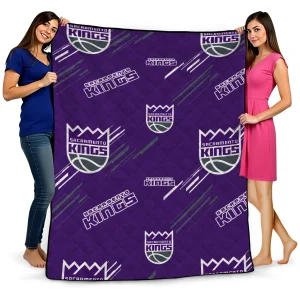 sacramento kings sketch lines purple quilt blanket best selling