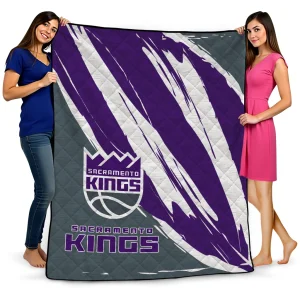 sacramento kings stroke art purple white quilt blanket best selling