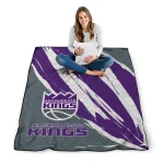 sacramento kings stroke art purple white quilt blanket best selling