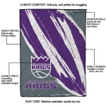 sacramento kings stroke art purple white quilt blanket best selling