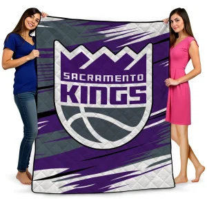 sacramento kings wild lines purple white quilt blanket best selling