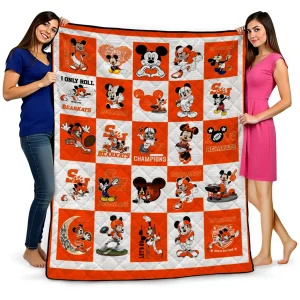 sam houston bearkats mickey mouse motif orange white quilt blanket best selling