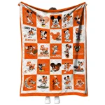 sam houston bearkats mickey mouse motif orange white quilt blanket best selling
