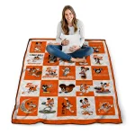 sam houston bearkats mickey mouse motif orange white quilt blanket best selling