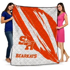 sam houston bearkats stroke art orange white quilt blanket best selling
