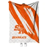 sam houston bearkats stroke art orange white quilt blanket best selling