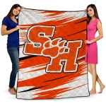 sam houston bearkats wild lines orange white quilt blanket best selling