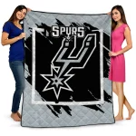San Antonio Spurs Block Border Silver Quilt Blanket 1 san antonio spurs block border silver quilt blanket best selling
