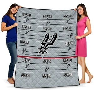 san antonio spurs handdrawn stripes silver quilt blanket best selling