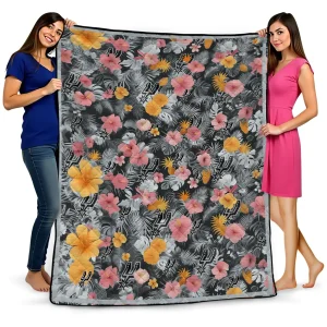 san antonio spurs hibiscus foliage silver quilt blanket best selling