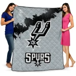 san antonio spurs nba grunge silver quilt blanket best selling