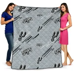 san antonio spurs sketch lines silver quilt blanket best selling