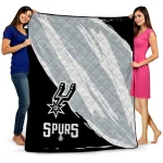 san antonio spurs stroke art silver white quilt blanket best selling