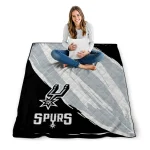 san antonio spurs stroke art silver white quilt blanket best selling