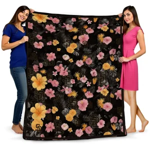 san diego padres hibiscus foliage brown quilt blanket best selling