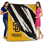 san diego padres stroke art brown white quilt blanket best selling