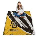 san diego padres stroke art brown white quilt blanket best selling
