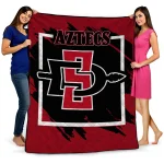 san diego state aztecs block border red quilt blanket best selling