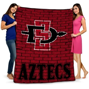 san diego state aztecs brick grid red quilt blanket best selling