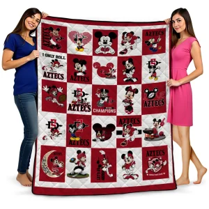 san diego state aztecs mickey mouse motif red white quilt blanket best selling