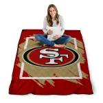 san francisco 49ers block border red quilt blanket best selling
