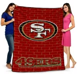 san francisco 49ers brick grid red quilt blanket best selling