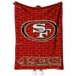 san francisco 49ers brick grid red quilt blanket best selling
