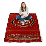 san francisco 49ers brick grid red quilt blanket best selling
