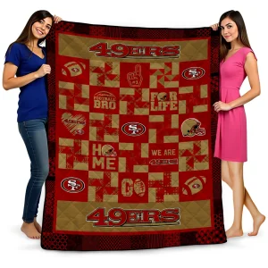 san francisco 49ers helmet heart red quilt blanket best selling